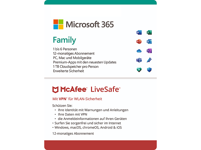 Microsoft 365 Family & Mirosoft LiveSafe Bundle von MICROSOFT