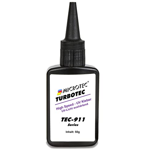 Microtec® Turbotec 911 UV-Kleber | 50g | ohne UV-Taschenlampe | High-Speed UV-Kleber - Aushärtung in wenigen Sekunden | lichthärtender und transparenter Klebstoff | Qualitätsprodukt aus Deutschland von MICROTEC