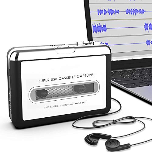 Kassetten-Kassetten-Kassette auf MP3 CD Konverter über USB, tragbarer USB-Kassetten-Kassetten-Player Walkman nimmt Audio Musik – kompatibel mit Laptops und PC, konvertiert Kassetten in MP3-Format von MICROWARE