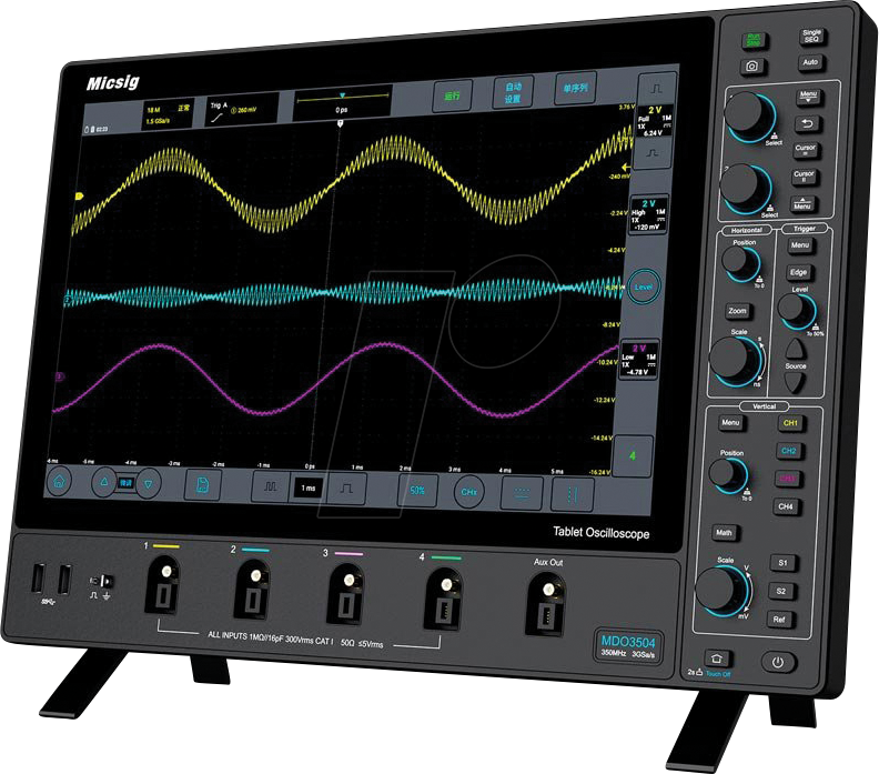 MICSIG MDO3504 - Digital-Speicher-Oszilloskop MDO3504, 350 MHz, 4 Kanäle, 8-Bit von MICSIG