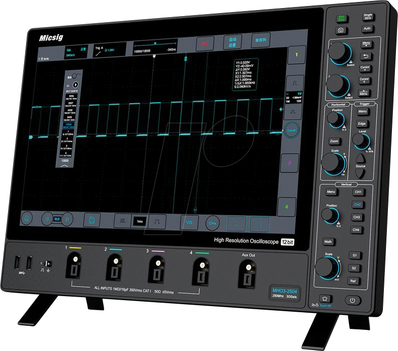 MICSIG MHO3-2504 - Digital-Speicher-Oszilloskop MHO3-2504, 250 MHz, 4 Kanäle, 12-Bi von MICSIG