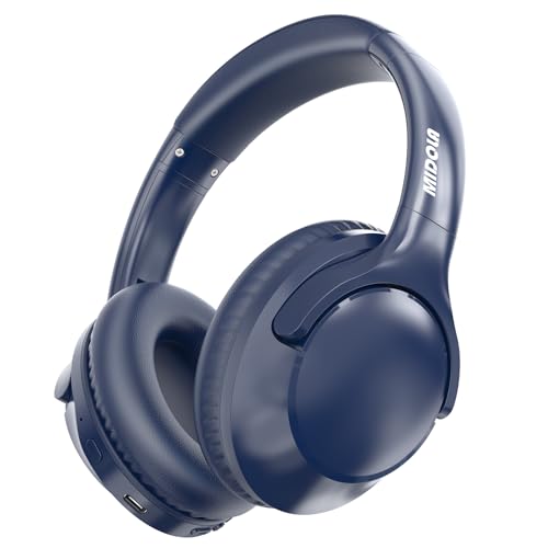 MIDOLA Bluetooth-Kopfhörer, Over-Ear-Kopfhörer, 68H, Spielzeit, 6 EQ, kabelloses Headset mit Mikrofon, HiFi-Stereo, faltbar, leicht, tiefer Bass, für Reisen, Zuhause, Büro, Handy, Blau von MIDOLA