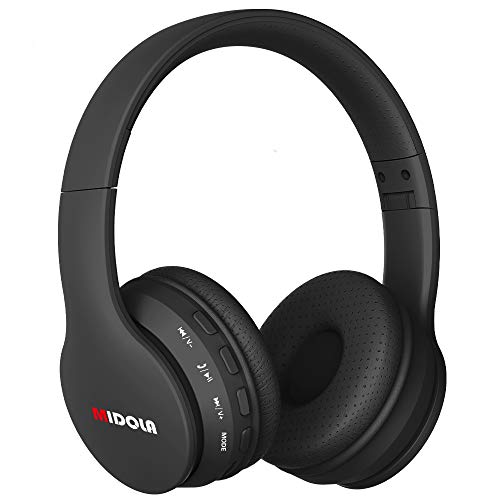 MIDOLA Soskakiist Volume Limited 85dB Kinder-Kopfhörer, Bluetooth, kabellos, faltbar, Stereo, Geräuschschutz, Kopfhörer mit AUX 3,5 mm, für Jungen, Mädchen, Kinder, iPad, Tablets, TV (Schwarz) von MIDOLA