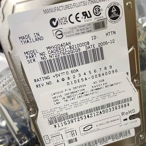 MIDTY Fast HDD für 40 GB 2,5 Zoll IDE 2 MB 5400 U/min für interne HDD für Server HDD für MHV2040AH MIDTY Fast HDD für 40 GB 2,5 Zoll IDE 2 MB 5400 U/min für interne HDD für Server HDD für MHV2040AH von MIDTY