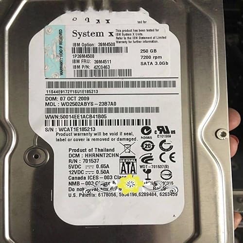 MIDTY HDD für 250 GB 3,5 Zoll SATA 32 MB 7200 U/min für interne HDD für Server HDD für 39M4511 39M4508 42C0463 MIDTY HDD für 250 GB 3,5 Zoll SATA 32 MB 7200 U/min für interne HDD für Server HDD für 39M4511 39M4508 42C0463 von MIDTY