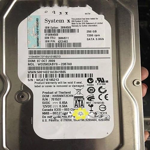 MIDTY HDD für 250 GB 3,5 Zoll SATA 32 MB 7200 U/min für interne HDD für Server HDD für 39M4511 39M4508 42C0463 von MIDTY