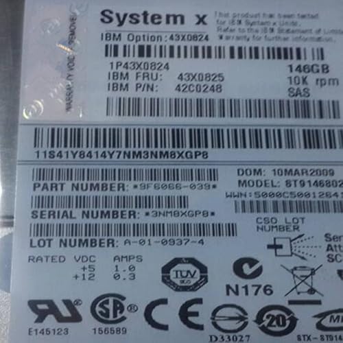 MIDTY HDD für X3850 X3950 M2 146 GB 2,5 Zoll SAS 32 MB 1000 U/min für interne HDD für Server HDD für 43X0825 43X0824 42C0248 MIDTY HDD für X3850 X3950 M2 146 GB 2,5 Zoll SAS 32 MB 1000 U/min für interne HDD für Server HDD für 43X0825 43X0824 42C0248 von MIDTY