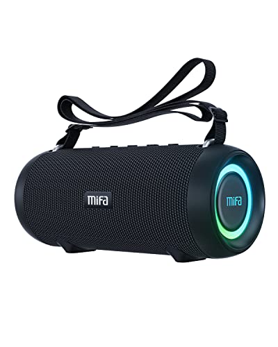 MIFA A90 Bluetooth Lautsprecher 60W kabellos IPX7 wasserdicht RGB-LED-Licht 30 Stunden Akku, USB/Micro SD-Karte/AUX-in Wiedergabe True Wireless Stereo mit Schutzhülle/tragbarem Trageriemen von MIFA