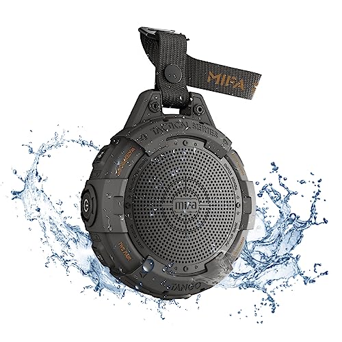 MIFA Tango Tragbarer Bluetooth-Lautsprecher mit Taschenlampe, IP67 wasserdicht und stoßfest, Basslautstärke Bluetooth 5.3, 25 Stunden Spielzeit (Schwarz) von MIFA