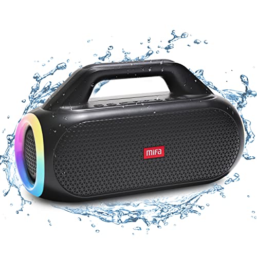 MIFA Wildbox Bluetooth Lautsprecher, Bluetooth 5.3 drahtloser 60W Musikbox Boxen kabelloser, BassUp Technologie, Lichteffekt, IP67 Staub- und Wasserschutz, 24h Akku, ideal für Outdoor Party Stand von MIFA