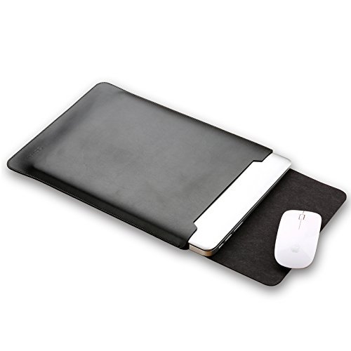 Schutzhülle für MacBook Pro Air mit Mauspad und Sleeve aus Leder Schwarz 11.6 inch von MIFXIN
