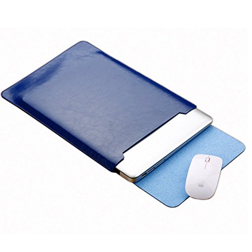 Schutzhülle für MacBook Pro Air mit Mauspad und Sleeve aus Leder blau 12 inch von MIFXIN