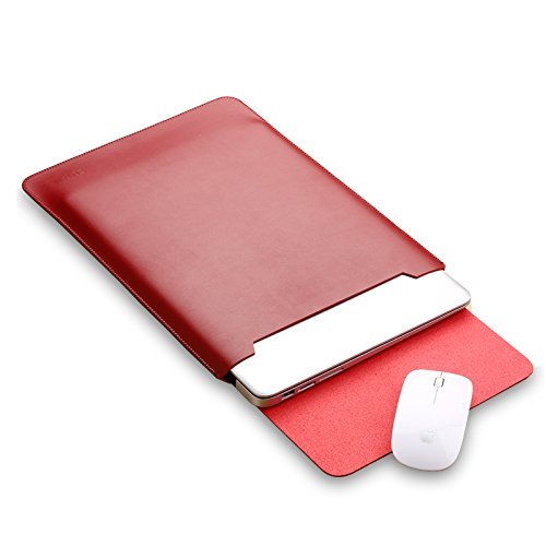 Schutzhülle für MacBook Pro Air mit Mauspad und Sleeve aus Leder rot 12 inch von MIFXIN
