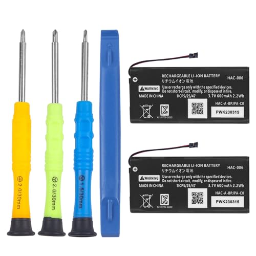 (2-Pack) HAC-006 Batterie kompatibel mit Switch Joy-Con Controller, wiederaufladbare interne Li-Ionen Batterie für HAC-015, HAC-016 Left & Right Joy Con mit DIY Reparaturwerkzeug von MIGAFEI