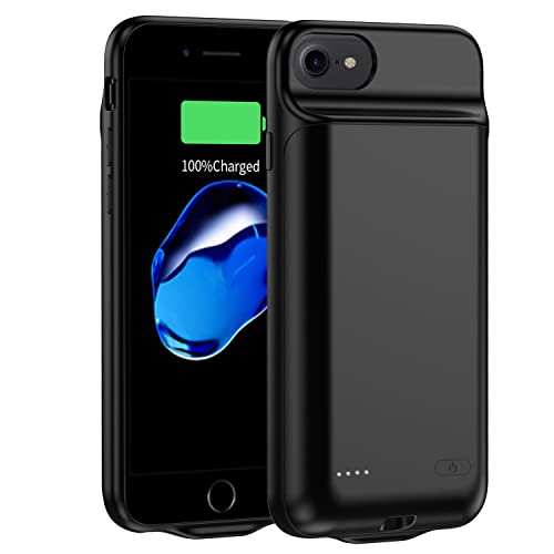 MIGAFEI Akku-Hülle für iPhone 8/7/6S/6/SE 2020, 6800 mAh tragbares Ladegerät-Hülle, wiederaufladbarer Akku, erweiterter Akku, Ladehülle für iPhone 6/6S/7/8/SE 2020 (4,7 Zoll), Schwarz von MIGAFEI