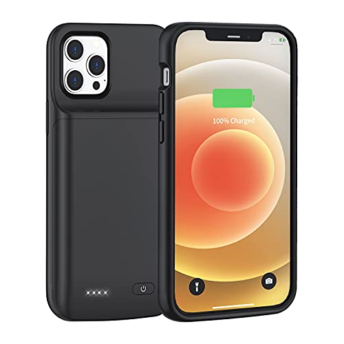 MIGAFEI Batteriefach für iPhone 12[6.1 Zoll], 7000mAh Slim Portable Protective Charging Case Extended Battery Pack Charger Phone Case Compatible with iPhone 12/12 Pro (Black) von MIGAFEI