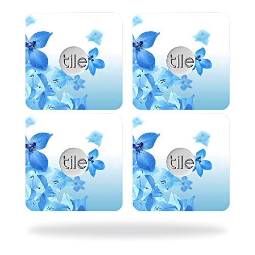 MightySkins Skin kompatibel mit Tile Slim Key Finder (4 Pack) Wrap Cover Sticker Skins Blue Flowers von MIGHTY SKINS