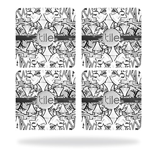 MightySkins Skin kompatibel mit Tile Slim Key Finder (4 Stück) Wrap Cover Aufkleber Skins Black Tags von MIGHTY SKINS