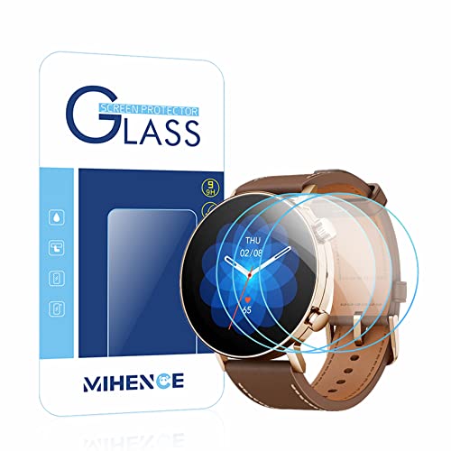 (3 Stück) Mihence kompatibel mit Amazfit GTR 3 Pro Limited Version Displayschutzfolie, 9H gehärtetes Glas Schutzfolie von MIHENCE