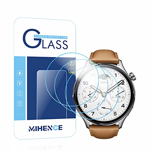 (3 Stück) Mihence kompatibel mit Xiaomi Watch S1 Pro Displayschutzfolie, 9H gehärtetes Glas Schutzfolie von MIHENCE