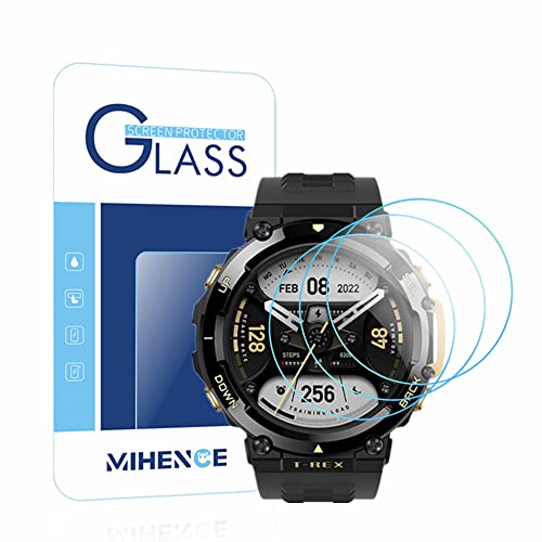MIHENCE (3 Stück) Kompatibel für Amazfit T-Rex 2 Schutzfolie, 9H Anti-Kratzer Premium Echtes gehärtetes Glas Displayschutzfolie für T-Rex 2 Smartwatch von MIHENCE