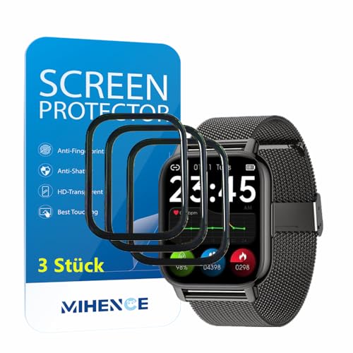 MIHENCE Kompatibel für Popglory P66 Smartwatch Schutzfolie, 3D Full Cover TPU HD PAMA Schutzfolie für P66 1.85 Zoll Smartwatch [3 Stück] von MIHENCE