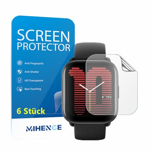 MIHENCE Schutzfolie Kompatibel für Amazfit Active, TPU HD Displayschutzfolie Kompatibel für Amazfit Active Smartwatch [ 6 Stück ] von MIHENCE