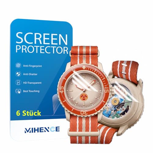 MIHENCE Schutzfolie Kompatibel für Blancpain x Swatch, TPU HD Displayschutzfolie + Rückenprotektor Kompatibel für Swatch Scuba Fifty Fathoms [ 6 Stück ] von MIHENCE