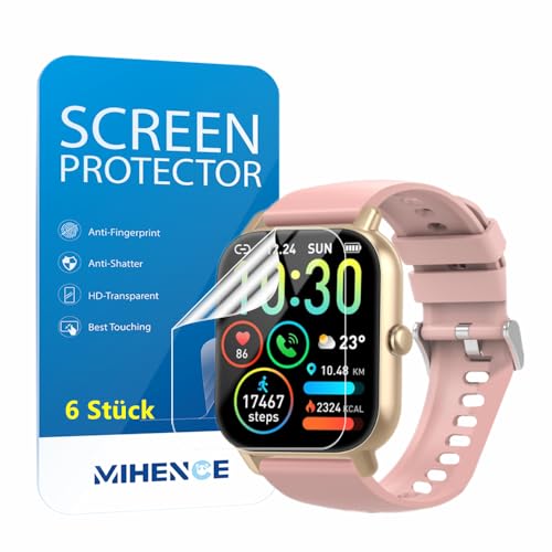 MIHENCE Schutzfolie Kompatibel für P66D / P66E Smartwatch, TPU HD Displayschutzfolie Kompatibel für Ddidbi P66D / Ddidbi P66E / Aptkdoe P66D / Dotn P66D 1.85 Zoll Smartwatch [ 6 Stück ] von MIHENCE
