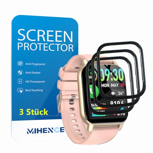 MIHENCE Schutzfolie Kompatibel für Poounur Y6 / WeurGhy Y6 Smartwatch, 3D Full Cover TPU HD PAMA Schutzfolie für Y6 1.85 Zoll Smartwatch [3 Stück] von MIHENCE