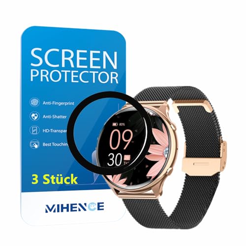 MIHENCE Schutzfolie Kompatibel für RUXINGX 1.39 Zoll Smartwatch, 3D Full Cover TPU HD PAMA Schutzfolie Kompatibel für RUXINGX G37 Smartwatch/Fitonme Smartwatch 1.39 Zoll [3 Stück] von MIHENCE