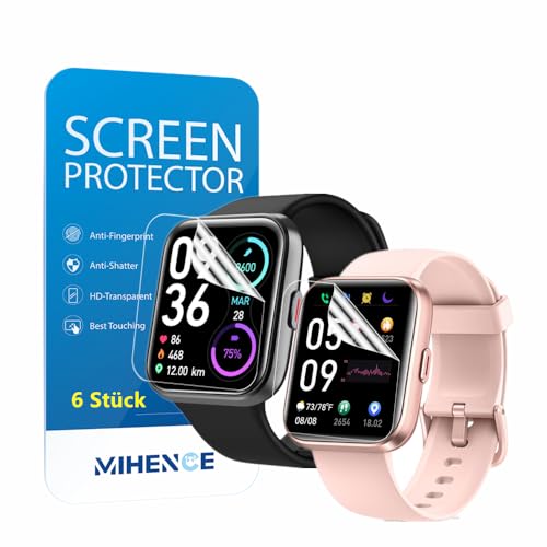 MIHENCE Schutzfolie Kompatibel für Tensky ID208 Plus/Quican IDW208 Plus 1,8'' Smartwatch, TPU HD Displayschutzfolie für ID208 Plus 1,8'' Smartwatch [ 6 Stück ] von MIHENCE