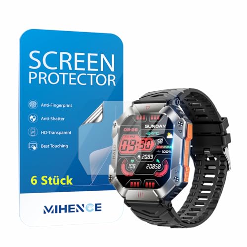 MIHENCE Schutzfolie Kompatibel für Xeletu Smartwatch Herren 2,0'' Folie, TPU HD Displayschutzfolie für KR80 2,0'' Smartwatch [ 6 Stück ] von MIHENCE
