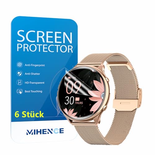 MIHENCE Schutzfolie für G37 Smartwatch, TPU HD Displayschutzfolie Kompatibel für RUXINGX Smartwatch 1.39 Zoll/Fitonme Smartwatch 1.39 Zoll [ 6 Stück ] von MIHENCE