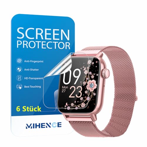 MIHENCE Schutzfolie für G39 Smartwatch, TPU HD Displayschutzfolie Kompatibel für BANLVS G39 Smartwatch 1.85 Zoll/SWGOTA G-39 Smartwatch 1.83 Zoll [ 6 Stück ] von MIHENCE