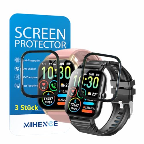 MIHENCE Schutzfolie für P66D / P66E 1.85'' Zoll Smartwatch, 3D Full Cover TPU HD PAMA Schutzfolie Kompatibel für Ddidbi P66D / P66E 1.85 Zoll Smartwatch [3 Stück] von MIHENCE