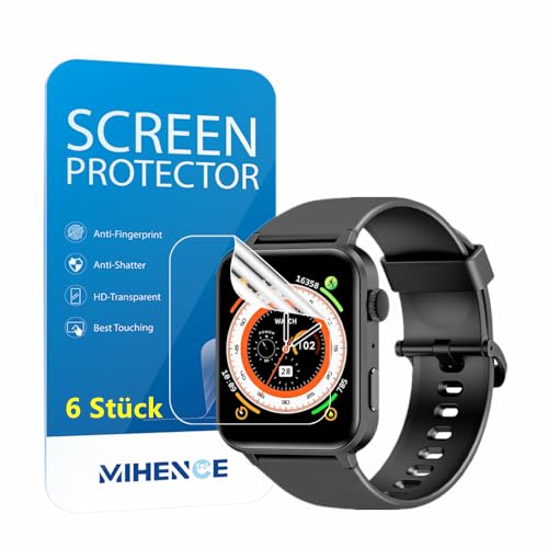 MIHENCE Schutzfolie für R30 Pro 1,85'' Smartwatch, TPU HD Displayschutzfolie Kompatibel für FeipuQu R30 Pro/IOWODO R30 Pro/Blackview R30 Pro Smartwatch [ 6 Stück ] von MIHENCE