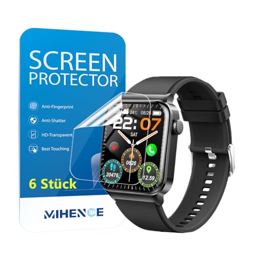 MIHENCE Schutzfolie für T50S 1,85" Voll Smart Watch, TPU HD Displayschutzfolie Kompatibel für uaue T50S / VKROBAG T50S / Donerton T50H 1,85" Smartwatch [ 6 Stück ] von MIHENCE