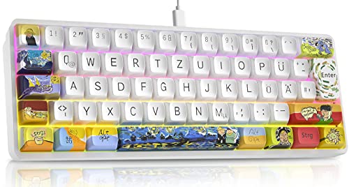 MIHIYIRY AK62 Mechanische Gaming Tastatur, 62 Tasten Mechanische Tastatur, Roter Schalter RGB-Hintergrundbeleuchtung Kabelgebundene Mini Gaming Tastatur mit Typ-C-Kabel für Win/Mac(QWERTZ-Layout) von MIHIYIRY