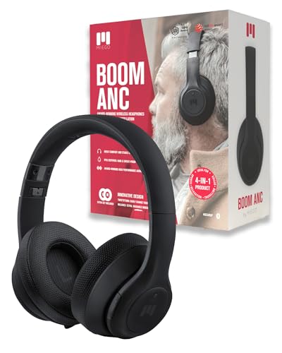 MIIEGO Boom ANC Bluetooth Kopfhörer | Active Noise Cancelling | Kabellose Over-Ear Headphones | Wasserabweisend | Black in Black von MIIEGO