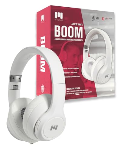 MIIEGO Boom Bluetooth Kopfhörer | Kabellose Over-Ear Headphones | Waschbare Ohrpolster Sound & Lange Akkulaufzeit | Arctic White von MIIEGO