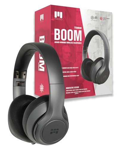 MIIEGO Boom Bluetooth Kopfhörer | Kabellose Over-Ear Headphones | Waschbare Ohrpolster Sound & Lange Akkulaufzeit | Titanium von MIIEGO