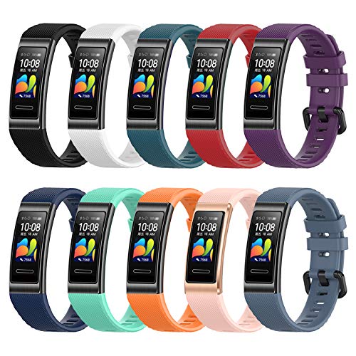 MIJOBS 10-teilige Armbänder für Huawei Band 4 Pro/Band 3 Pro/Band 3 Ersatzriemen Atmungsaktive und Weiche Sportarmbänder mit Silikonbändern Kompatibel mit Huawei Band 3/3Pro/4Pro von MIJOBS