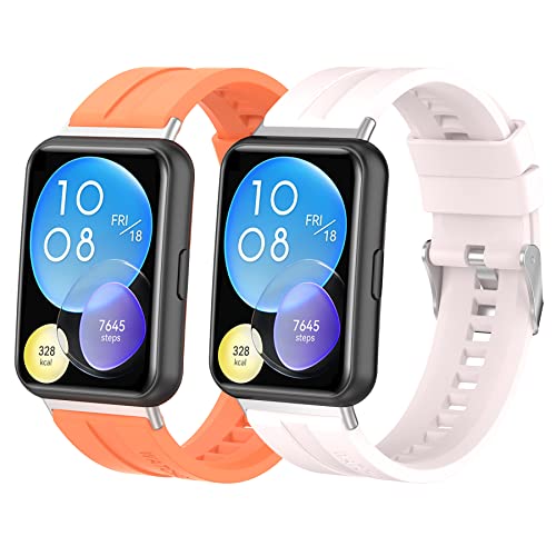 MIJOBS 2 Stück Armbänder Kompatibel mit Huawei Watch Fit 2 Ersatzarmband Sport Armband für Huawei Watch Fit 2 / Active/Elegant/Classic Silikonbänder & Edelstahl Metall Abbauverbindung von MIJOBS