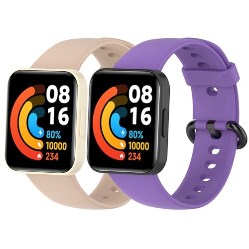 MIJOBS 2 Stück Armband Kompatibel mit Redmi Watch 2 Lite & Xiaomi Mi Watch Lite 2 & POCO Watch Silikonbänder Sportarmband Wasserdichtes Armbänder für Redmi Watch 2 Lite von MIJOBS