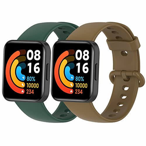 MIJOBS 2 Stück Armband Kompatibel mit Redmi Watch 2 Lite & Xiaomi Mi Watch Lite 2 & POCO Watch Silikonbänder Sportarmband Wasserdichtes Armbänder für Redmi Watch 2 Lite von MIJOBS