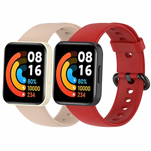 MIJOBS 2 Stück Armband Kompatibel mit Redmi Watch 2 Lite & Xiaomi Mi Watch Lite 2 & POCO Watch Silikonbänder Sportarmband Wasserdichtes Armbänder für Redmi Watch 2 Lite von MIJOBS