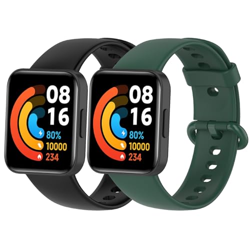MIJOBS 2 Stück Armband Kompatibel mit Redmi Watch 2 Lite & Xiaomi Mi Watch Lite 2 & POCO Watch Silikonbänder Sportarmband Wasserdichtes Armbänder für Redmi Watch 2 Lite von MIJOBS