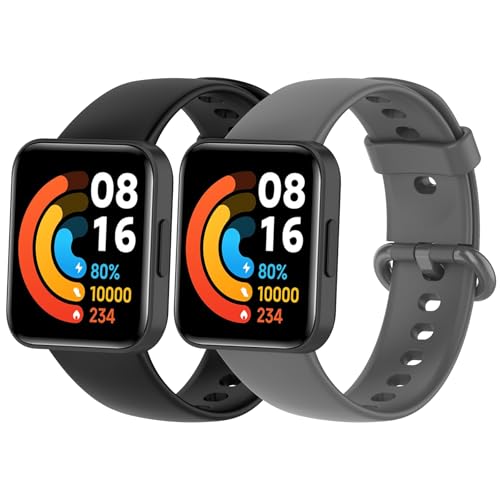 MIJOBS 2 Stück Armband Kompatibel mit Redmi Watch 2 Lite & Xiaomi MiWatch Lite2 & POCO WATCH Silikonbänder Sportarmband Wasserdichtes Armbänder von MIJOBS
