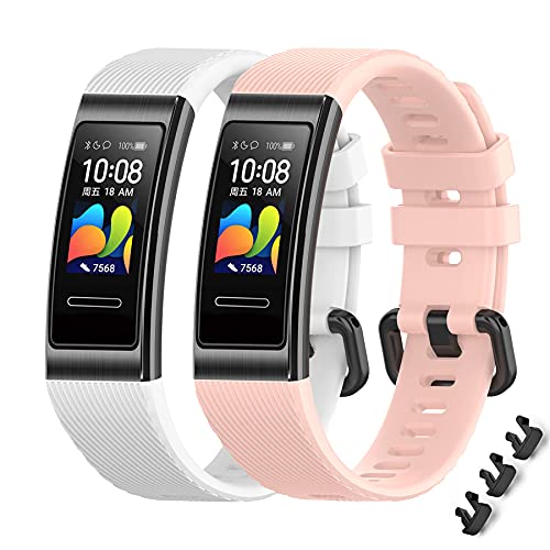 MIJOBS 2-teilige Armbänder für Huawei Band 4 Pro/Band 3 Pro/Band 3 Ersatzriemen Atmungsaktive und Weiche Sportarmbänder mit Silikonbändern Kompatibel mit Huawei Band 3/3Pro/4Pro von MIJOBS